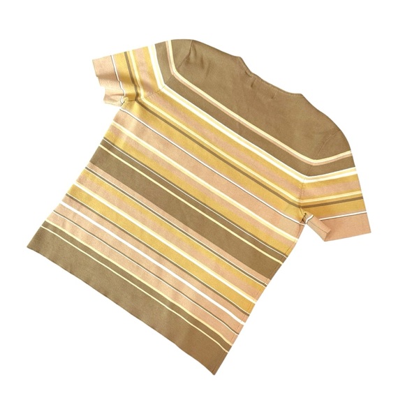 Alfred Dunner Brown and Yellow Striped Short Sleeve Tee - Picture 5 of 5